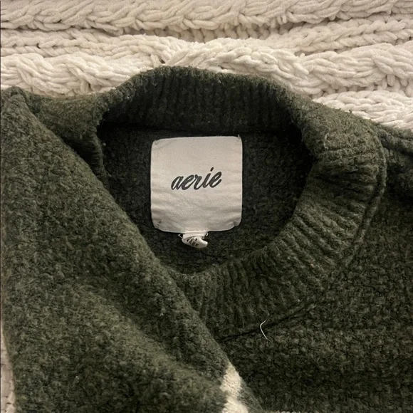 Aerie Olive Green Striped Sweater - Picture 4 of 5